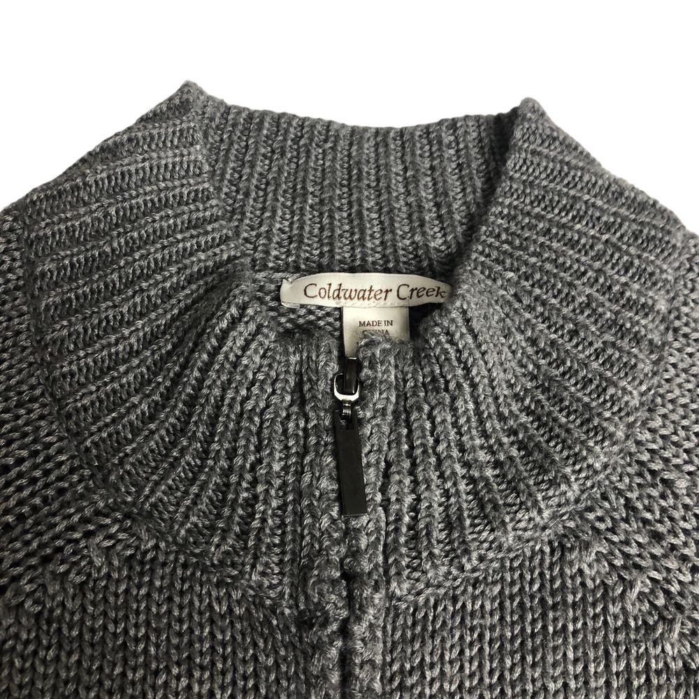 Coldwater Creek Longline Sweater Womens L Gray Zip Mock Neck Tunic Wool Blend - Picture 5 of 13